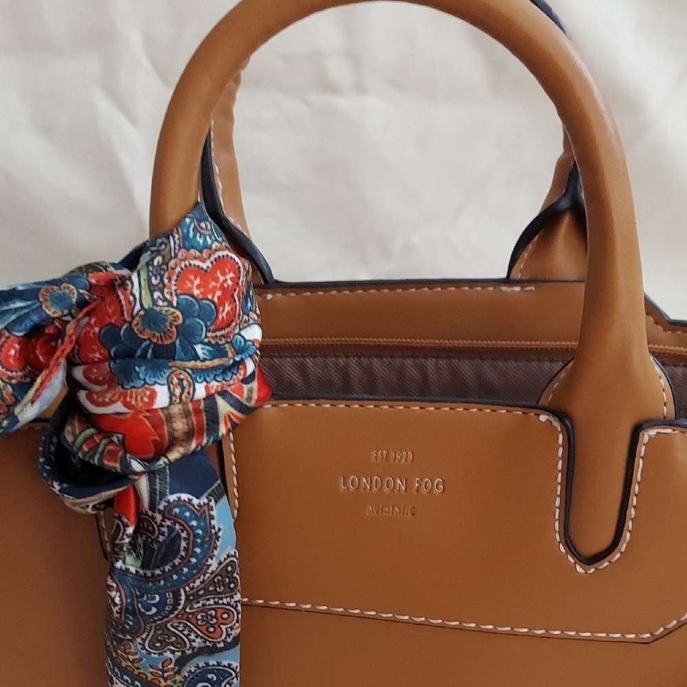 London Fog Tan Handbag with Scarf - Picture 5 of 5